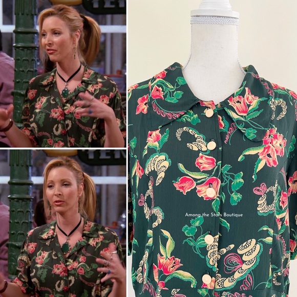 Super Rare 80s Vintage Top With Same Print as Dress ASO Phoebe Buffay in Friends - Picture 2 of 14